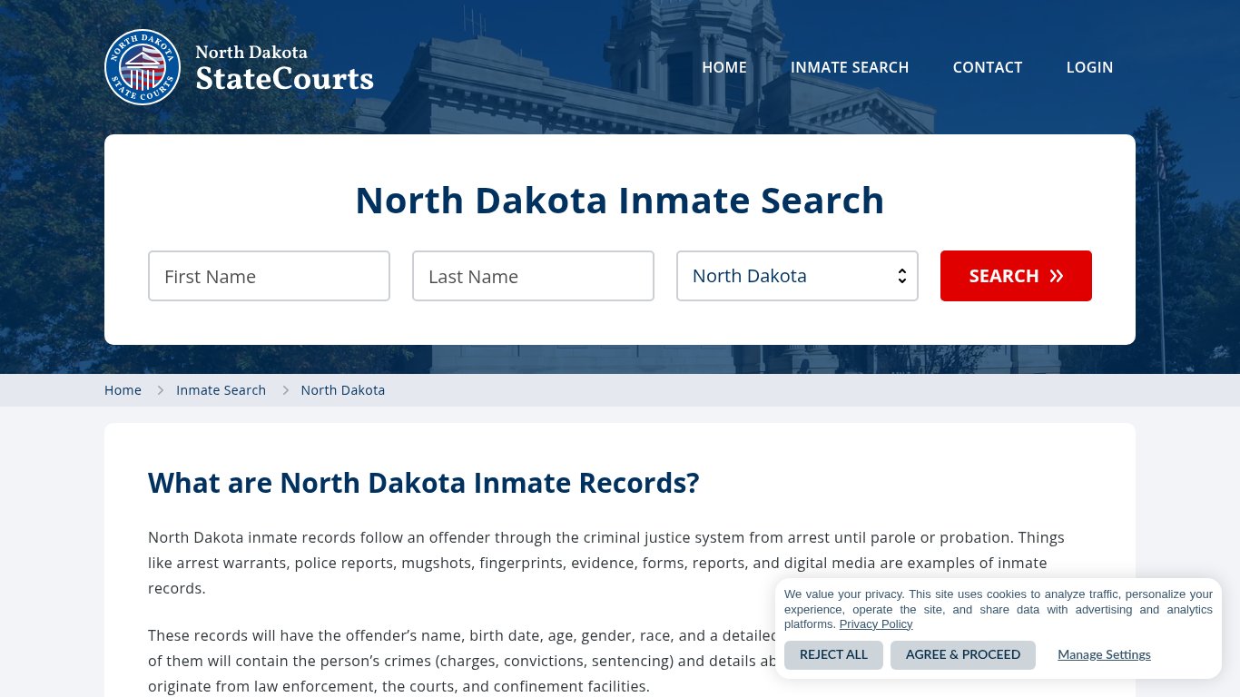 North Dakota Inmate Search, Prison and Jail Information - StateCourts