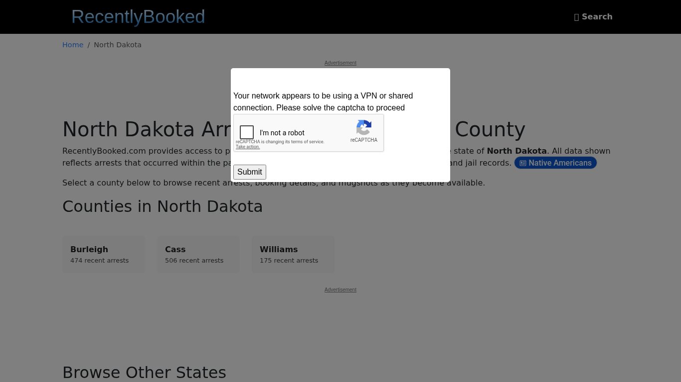Recent bookings, Arrests, Mugshots in North Dakota - Recently Booked